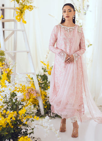 OLEA BLUSH SILK SHIRT AND PRE-DRAPED DUPATTA - Farah Talib Aziz