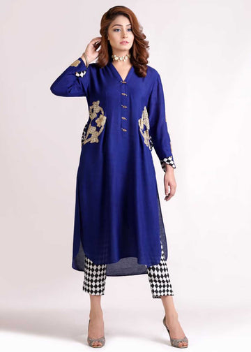 AF 291 Electric Blue Gold Pocket - Ainee Faisal