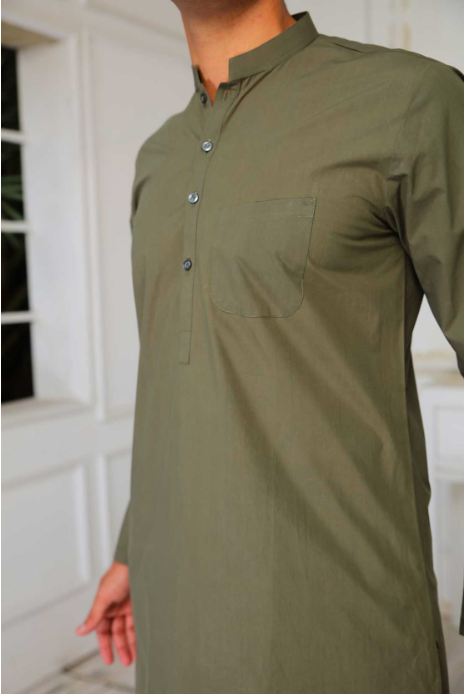 ARMY GREEN KURTA TROUSER - Leon