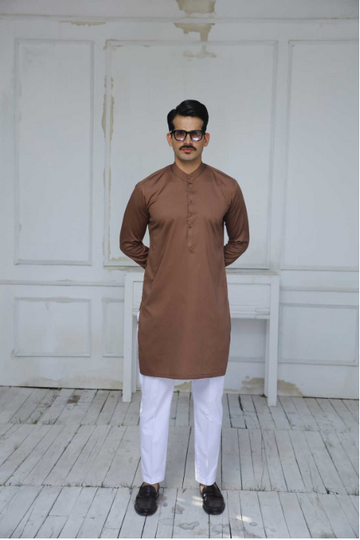 CHOCOLATE BROWN KURTA TROUSER - Leon