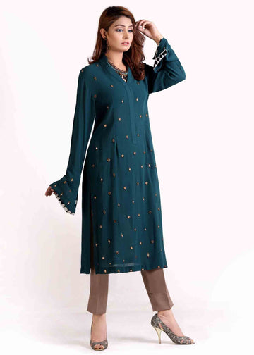 AF 276 Teal Tilla Mirror - Ainee Faisal