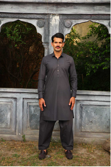 CHARCOAL GREY KAMEEZ SHALWAR - Leon