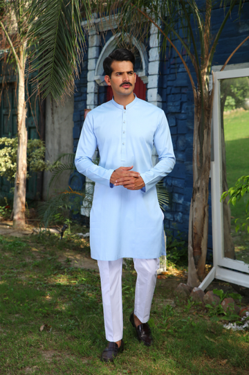 SKY BLUE KURTA SET - Leon