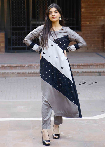 AF323 Slant Layers Black Bronze Grey - Ainee Faisal