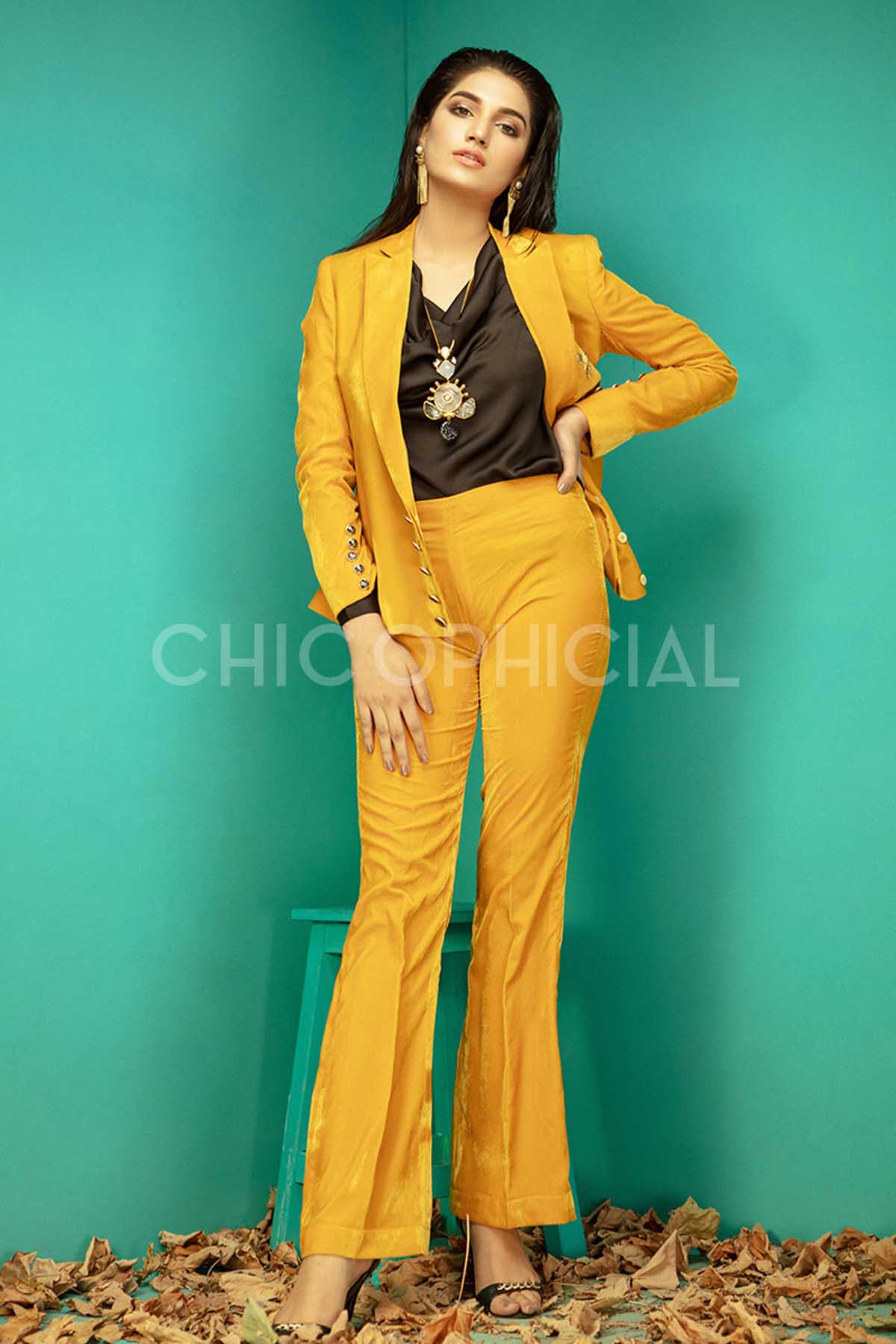 Yellow Sapphire Wrap Style Blazer - Chic Ophicial
