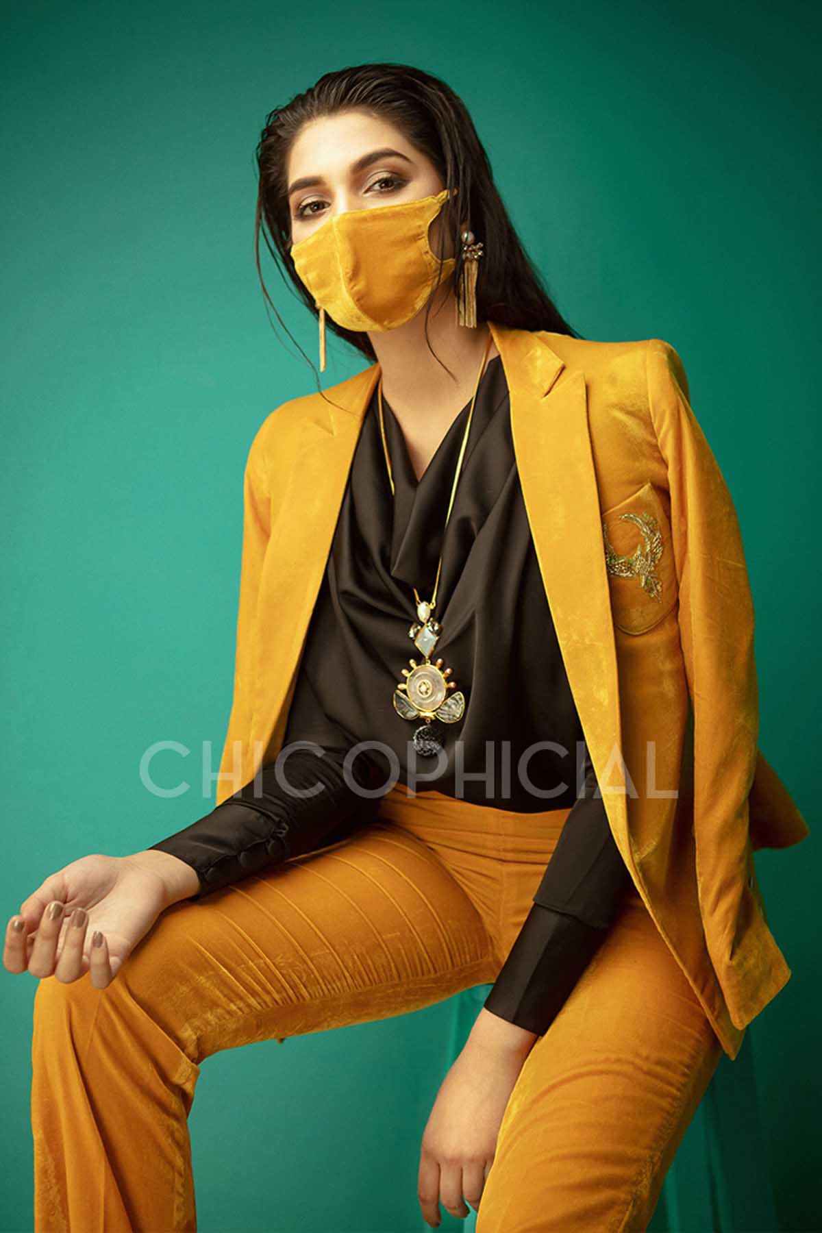 Yellow Sapphire Wrap Style Blazer - Chic Ophicial