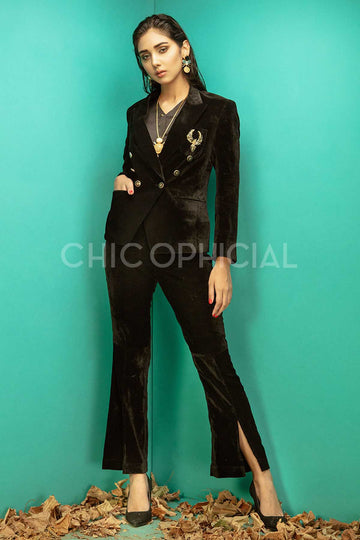 Black Double Breasted Blazer - Chic Ophicial