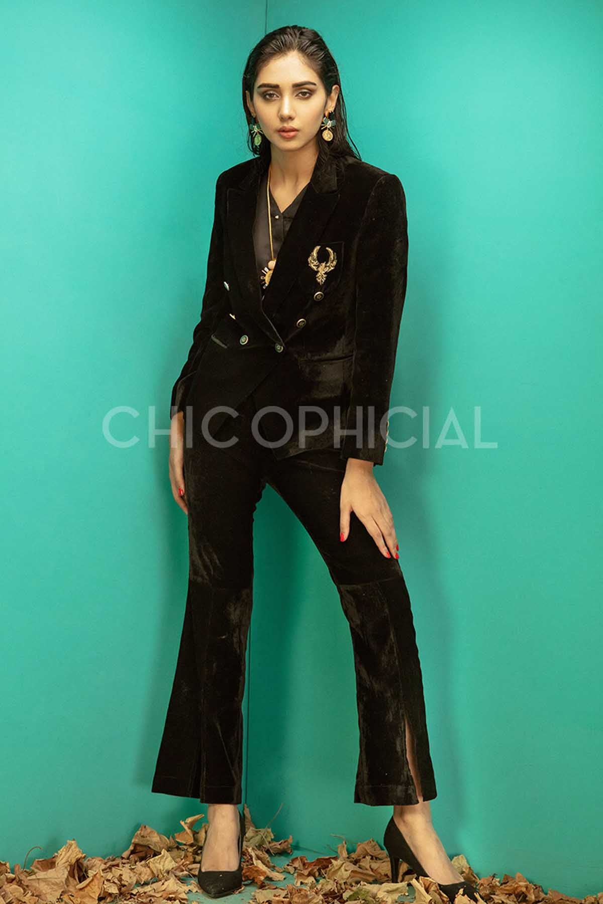 Black Double Breasted Blazer - Chic Ophicial