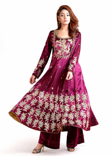 AF246 Plum Anarkali - Ainee Faisal