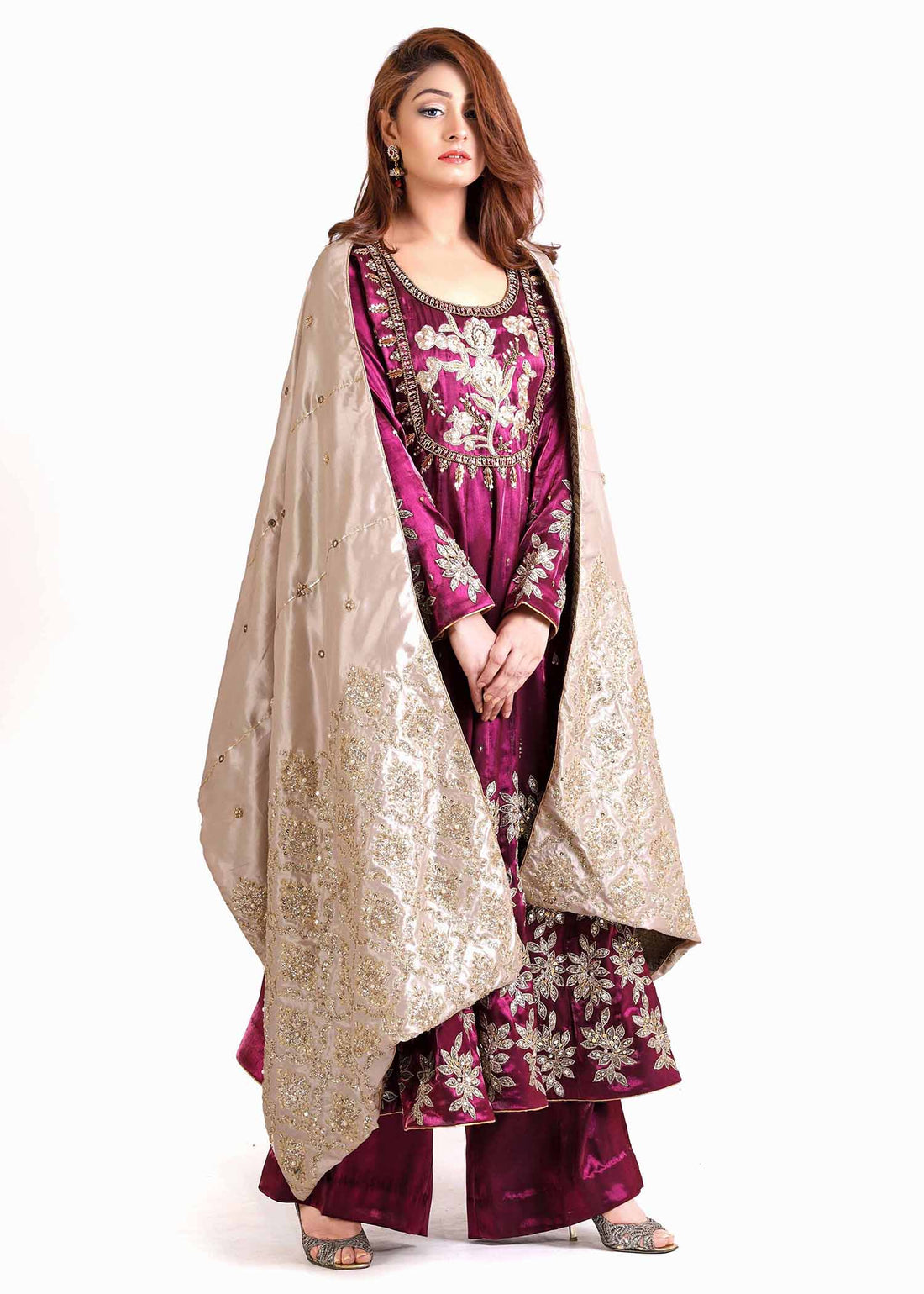 AF246 Plum Anarkali - Ainee Faisal