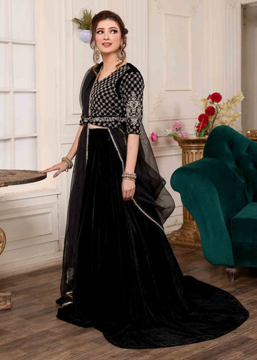 Black velvet lehnga - Agha Hassan