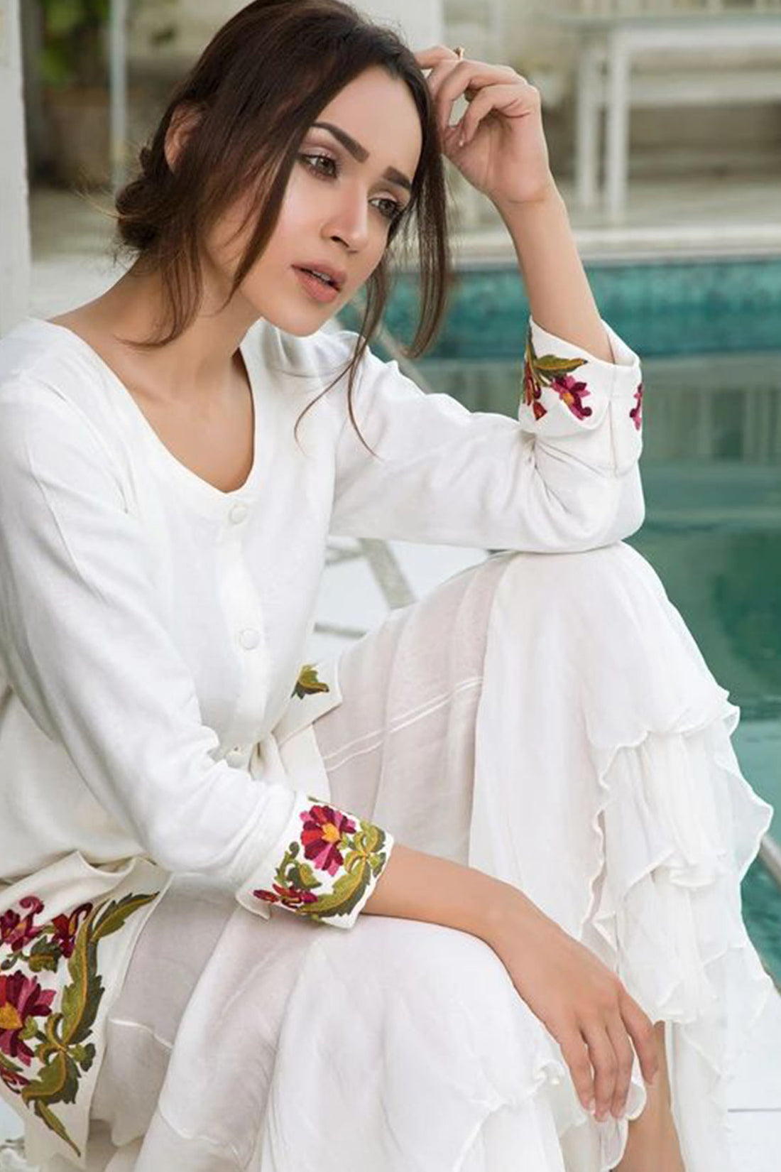 CASUAL JACKET WITH EMBROIDERED POCKETS AND SLEEVES - Rizwan Beyg