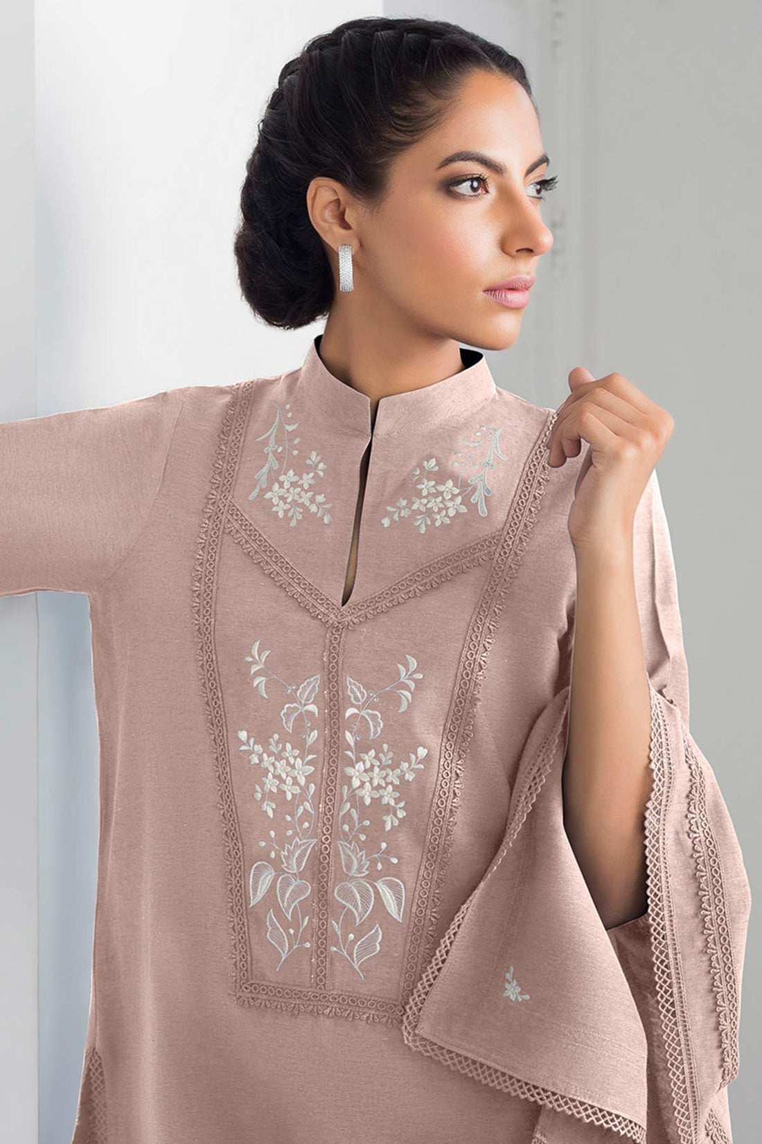 CHAI PINK KARANDI KURTA - Sania Maskatiya