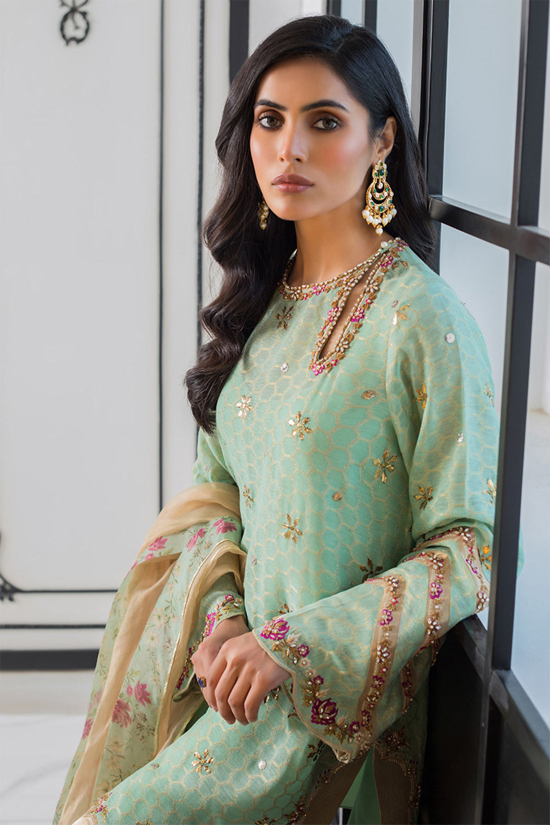 Cotton Net Kurta Full Set- Sania Maskatiya