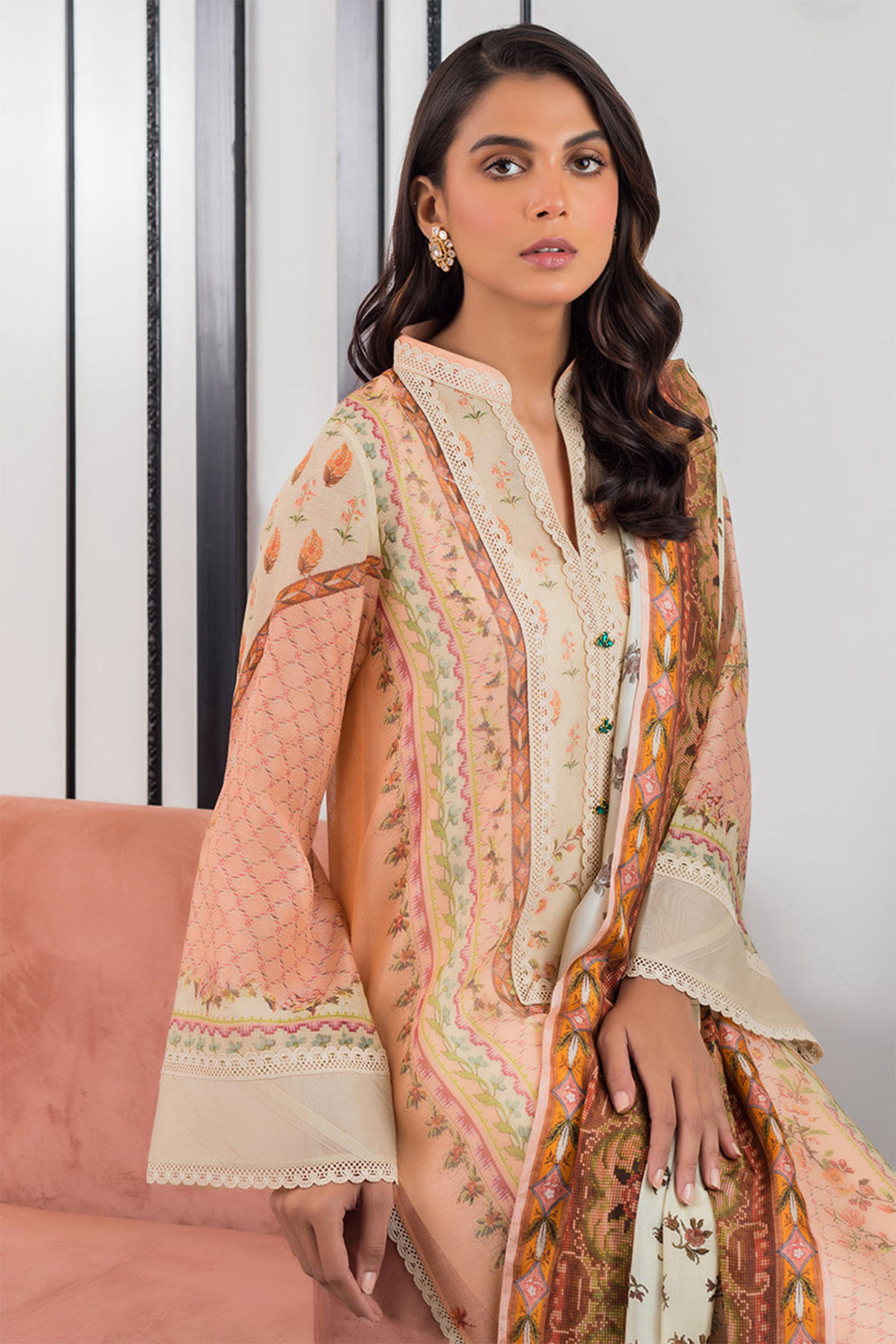 COTTON NET PRINTED SHIRT - Sania Maskatiya