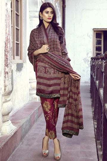 Crimson Red Ajrak Shawl - Nilofer Shahid