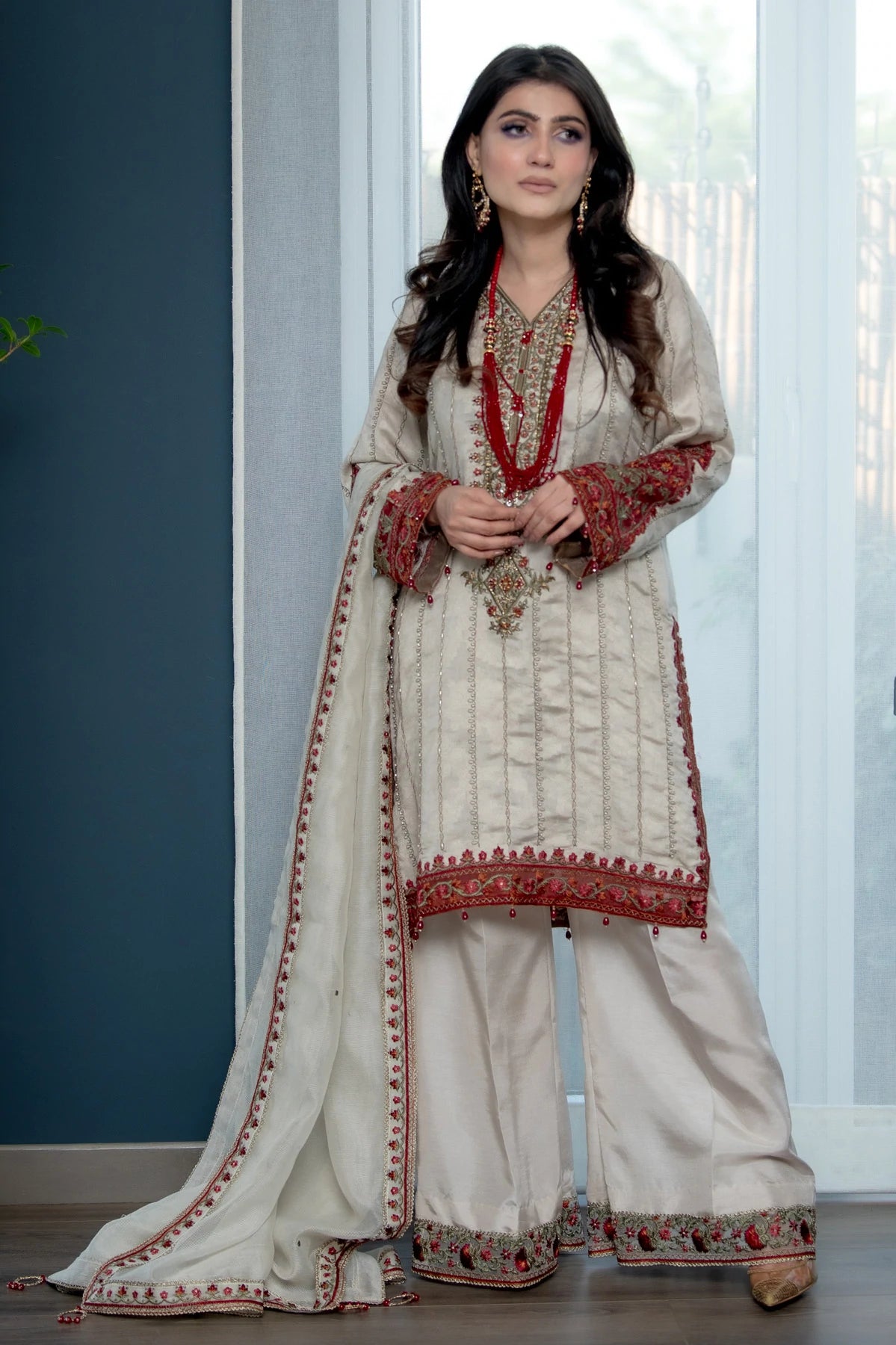 Vintage Cream and Red - Sania Hassan