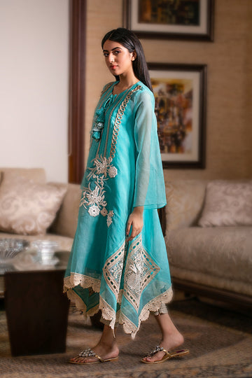 Daalia Kurta - Blue Paon - Aleena & Fareena