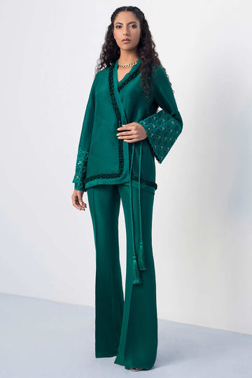 Overlap Jacket With Pleated Ruffle Detailing - Sania Maskatiya