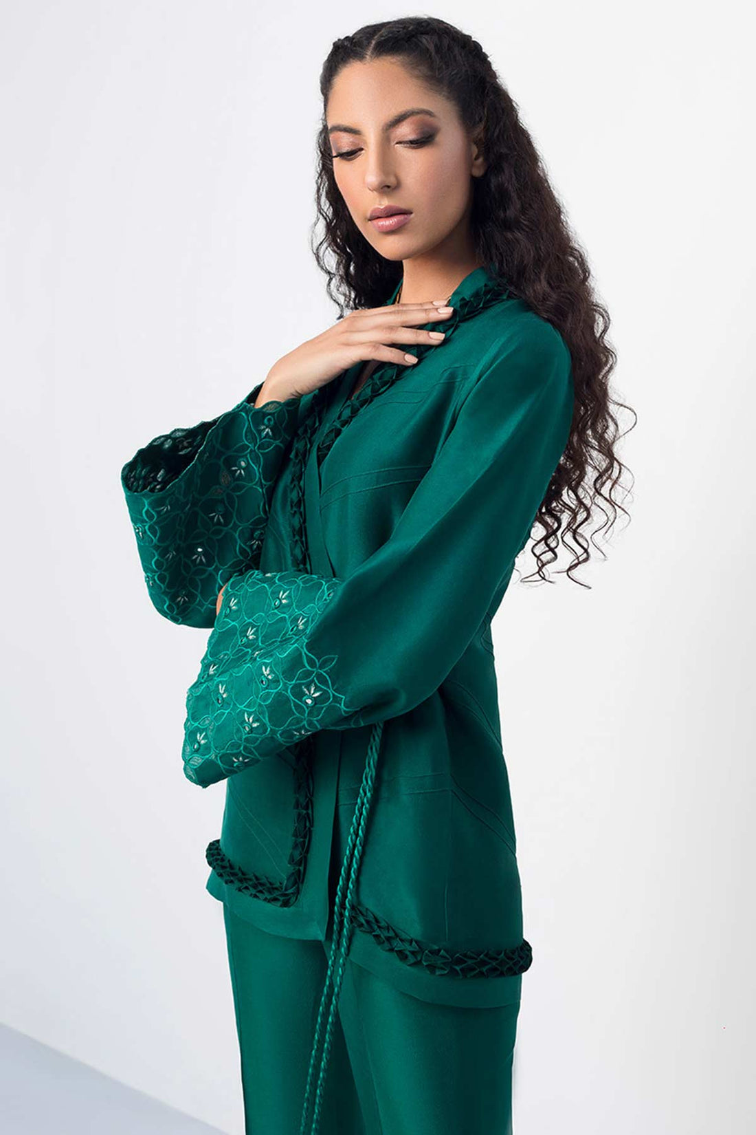 Overlap Jacket With Pleated Ruffle Detailing - Sania Maskatiya