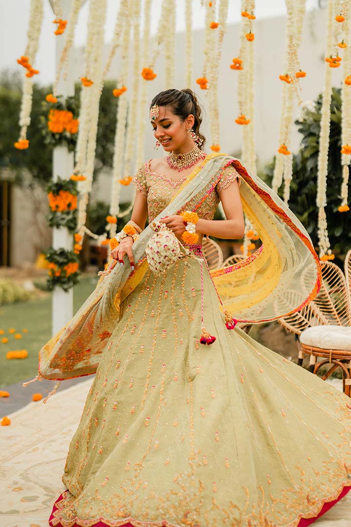 ZENA LIME LEHENGA CHOLI - Farah Talib Aziz