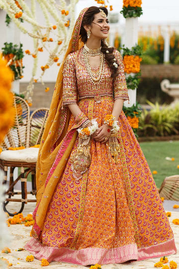 RIHA SAFFRON LEHENGA CHOLI - Farah Talib Aziz