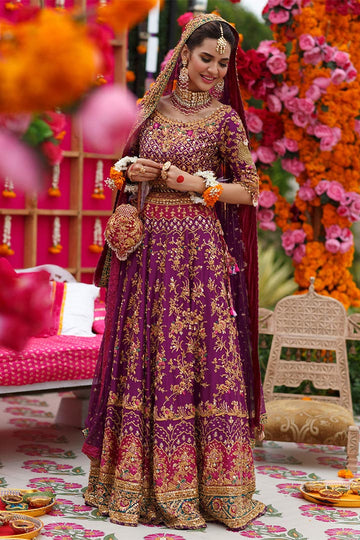 NATASHA AUBERGINE LEHNGA CHOLI - Farah Talib Aziz