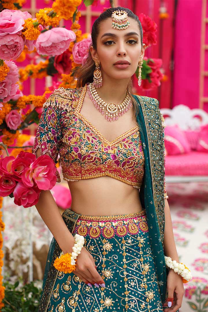 JADE PEACOCK LENGHA CHOLI - Farah Talib Aziz