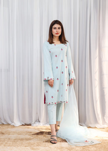 Mist Blue 3Pc - Summer Symphony by Hina Hassan