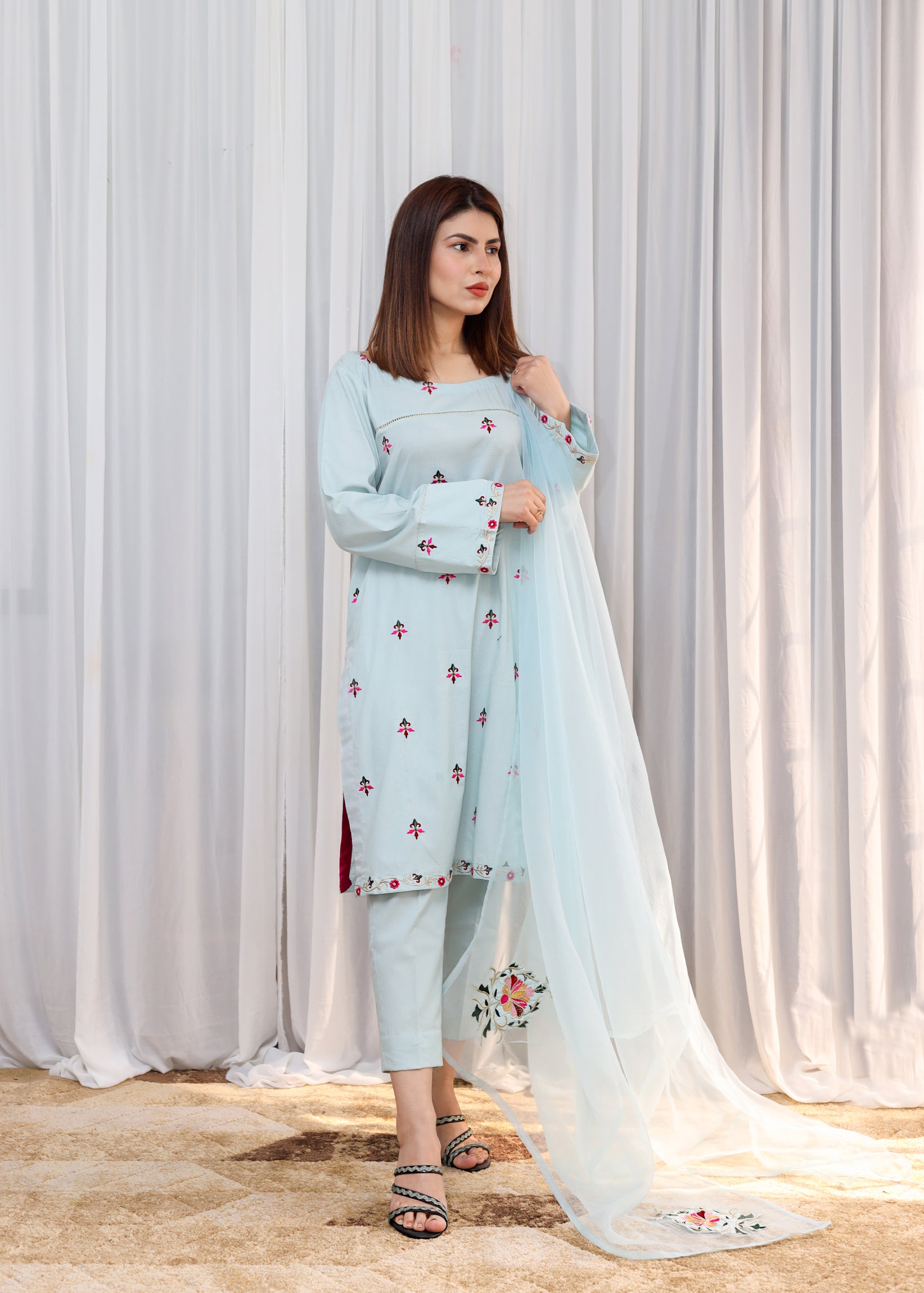 Mist Blue 3Pc - Summer Symphony by Hina Hassan