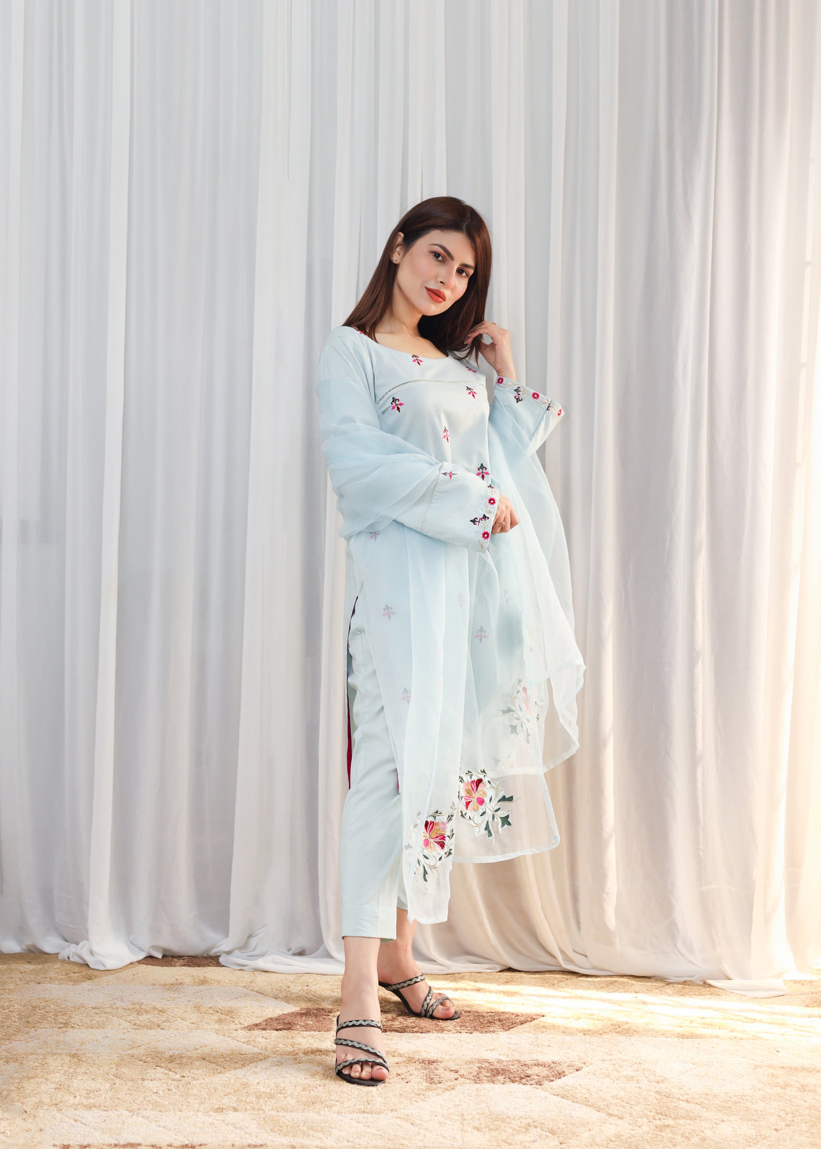 Mist Blue 3Pc - Summer Symphony by Hina Hassan