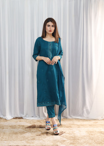 Serene Blue 3Pcs - Summer Symphony by Hina Hassan