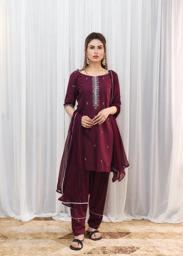 Plum Perfection 3Pcs - Summer Symphony by Hina Hassan