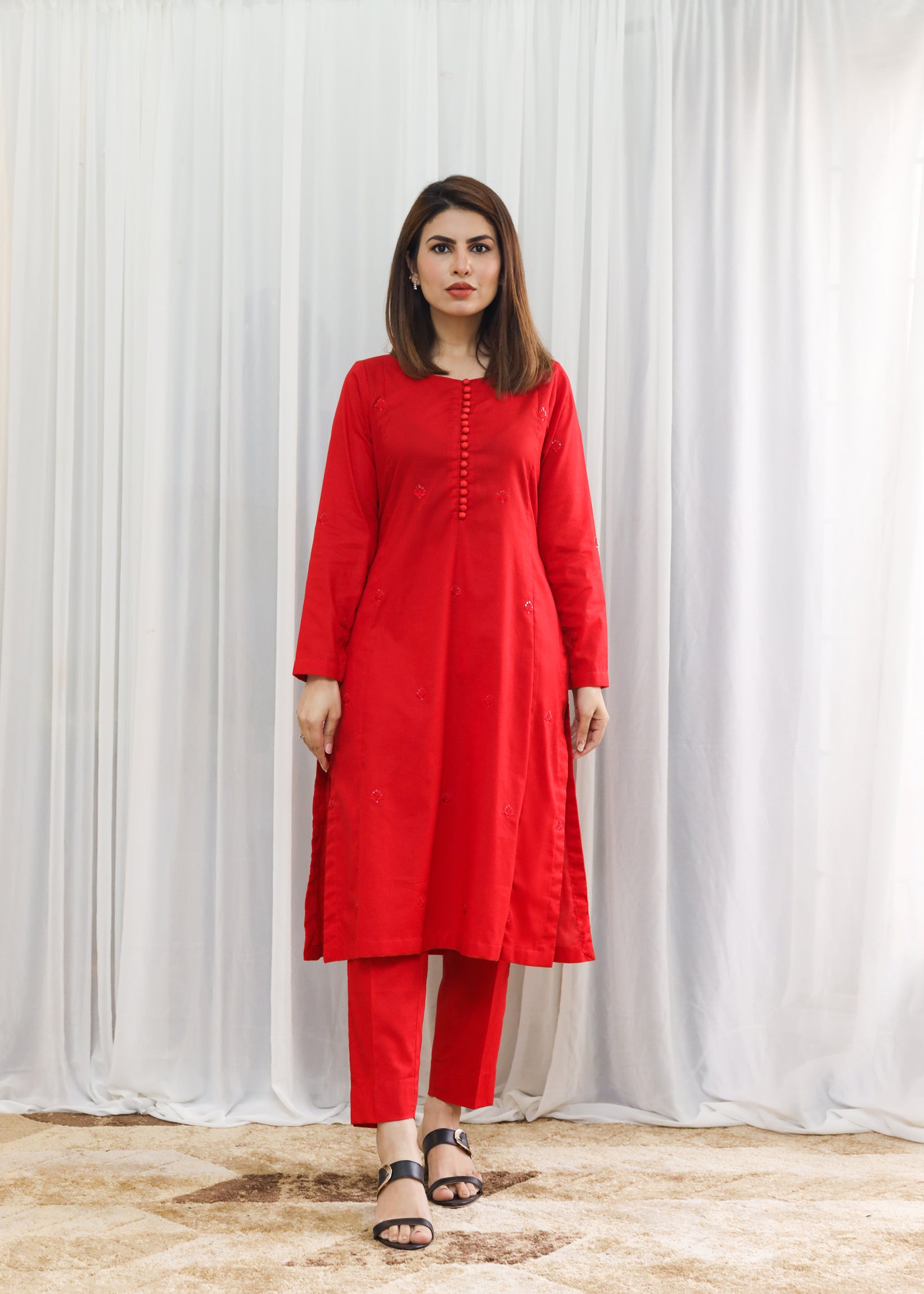 Red Sparkle 2Pcs - Summer Symphony by Hina Hassan