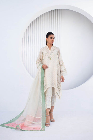 Ivory Cotton Net Kurta - Sania Maskatiya