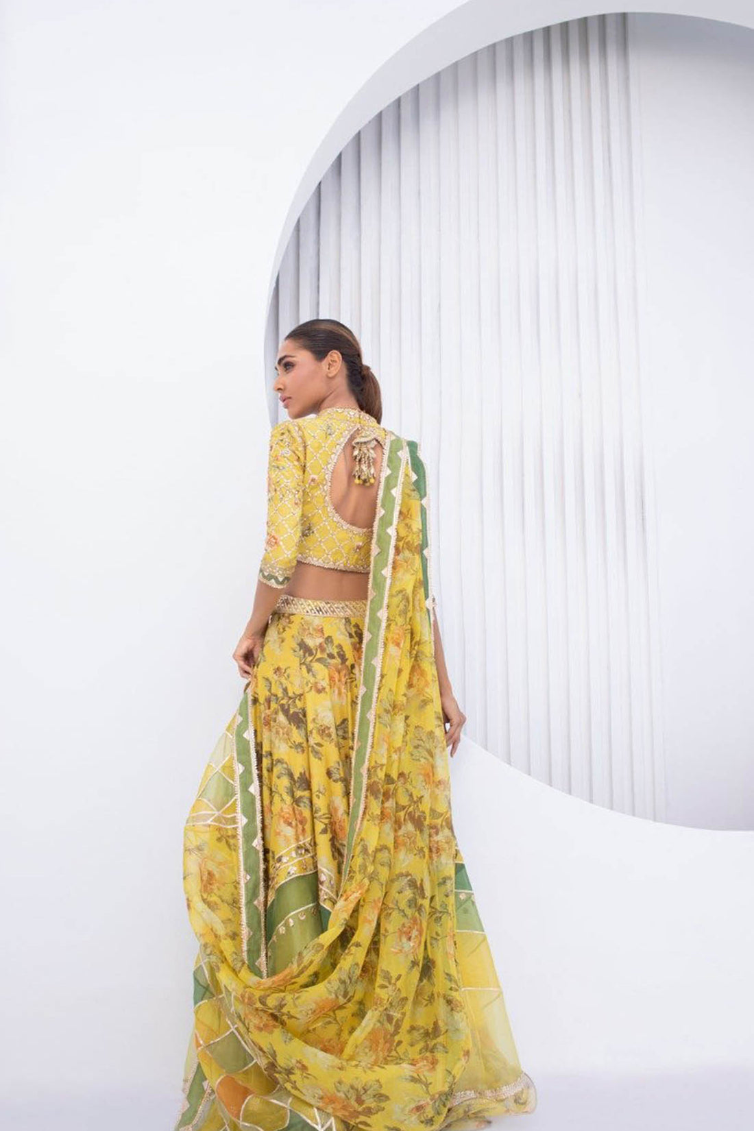 Lemon Khaddi Silk Lehnga Choli - Sania Maskatiya