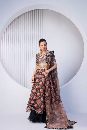 Floral Khaddi Silk Lehnga Choli - Sania Maskatiya