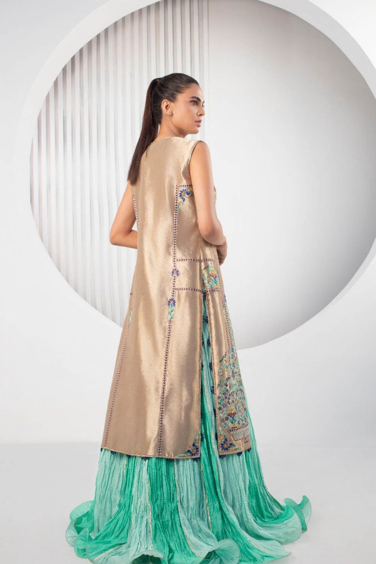 Tissue Jacket with Lehnga Choli - Full Set - Sania Maskatiya