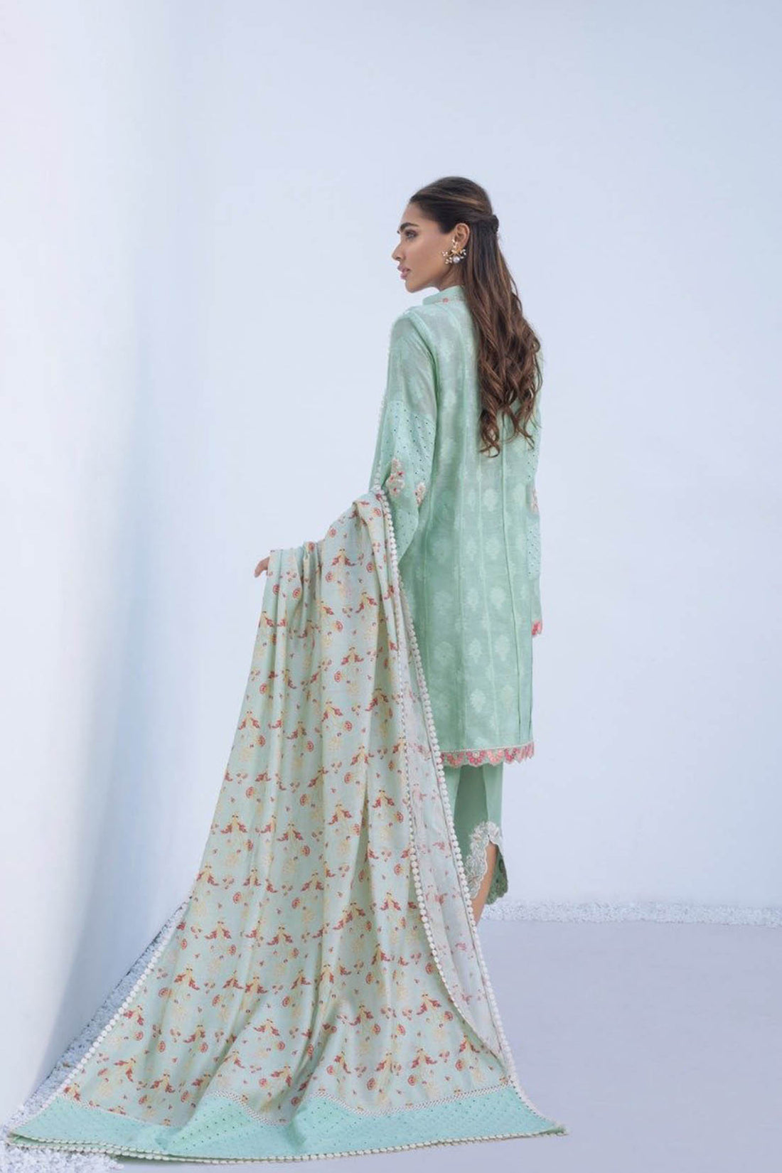 Cotton Net Kurta With Embroidered borders - Sania Maskatiya