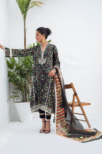 Printed Khaddi Silk Long Kurta with Dupatta - Sania Maskatiya