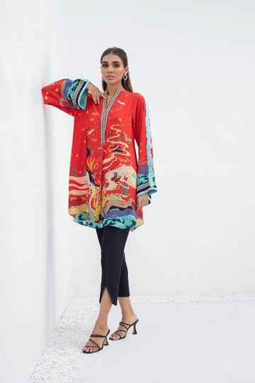 Short Printed Crepe Tunic - Sania Maskatiya