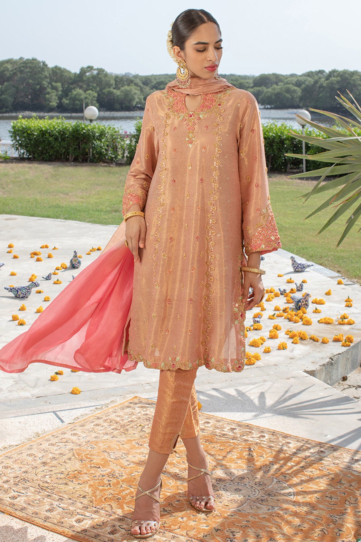 Naina gold zari with silk ombré dupatta - Farah Talib Aziz