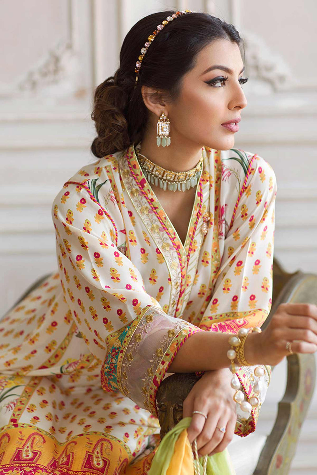 Dahlia Crepe Tunic and Silk Dupatta - Farah Talib Aziz