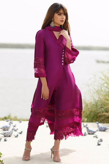 Amethyst overlap shirt with dupatta - Farah Talib Aziz