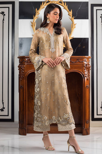 GOLD TISSUE COLUMN SHIRT - Sania Maskatiya