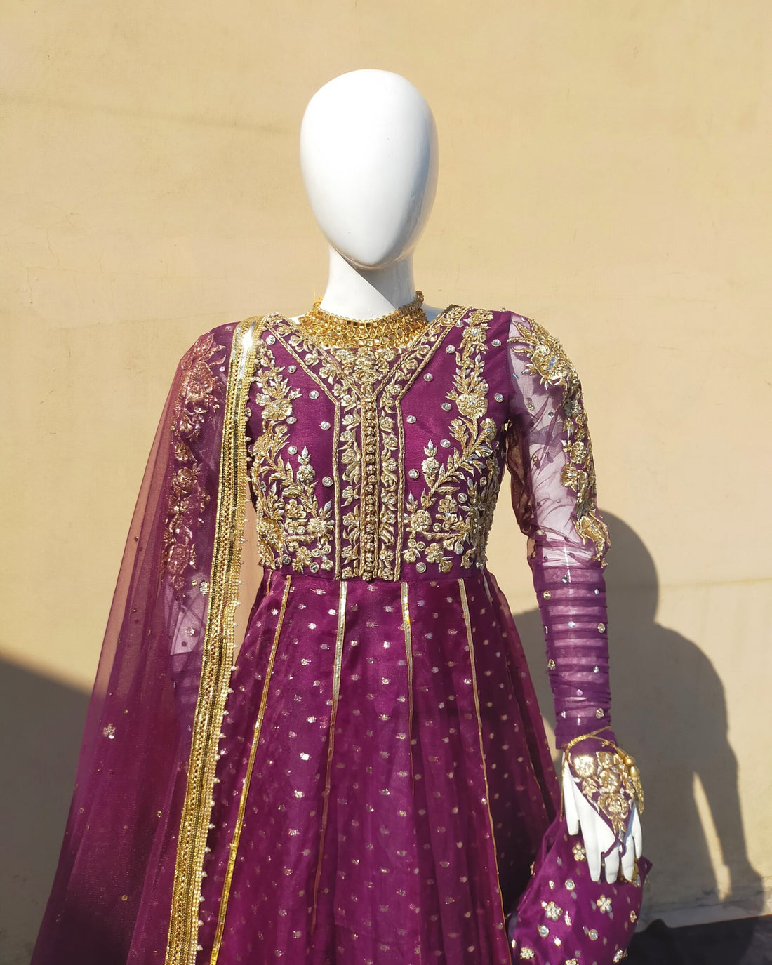 Purple peshwas with lehnga - Agha Hassan