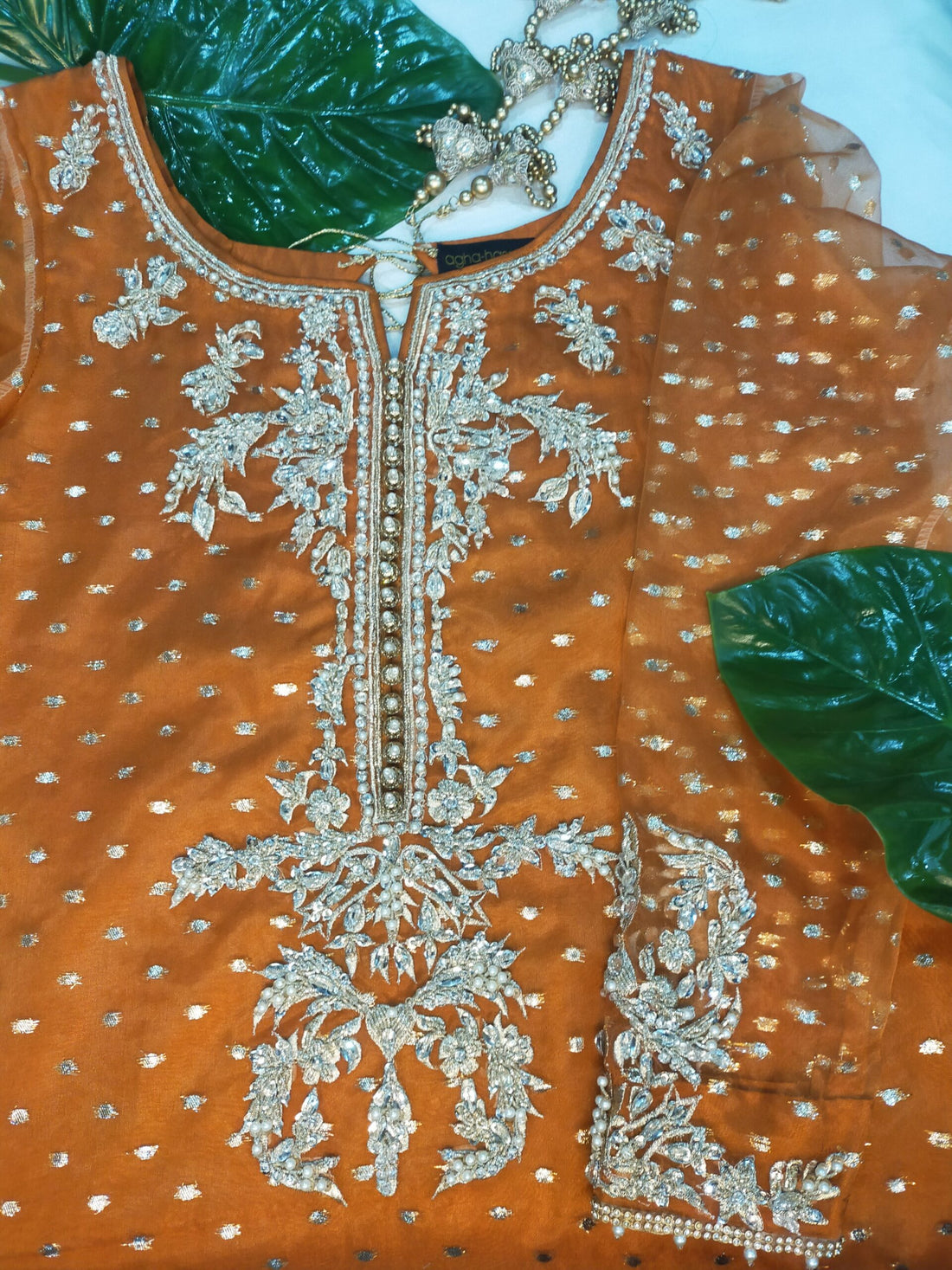 Burnt orange gharara - Agha Hassan