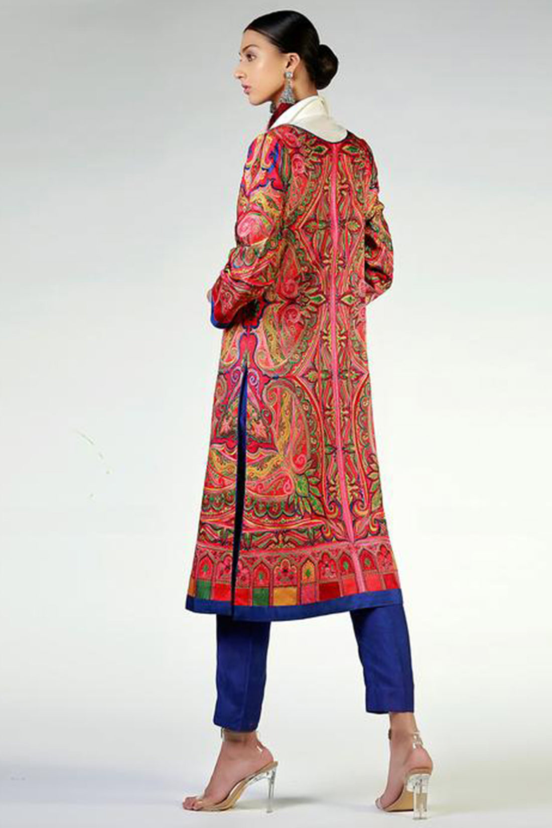 KASHMIRI SHAWL INSPIRED LONG RESHAM COAT - Rizwan Beyg