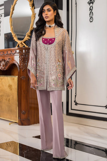 LAVENDER SHORT TISSUE JACKET - Sania Maskatiya