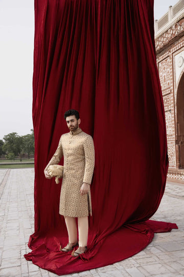 Agan (Sherwani)- Laal Bahaar by Lajwanti